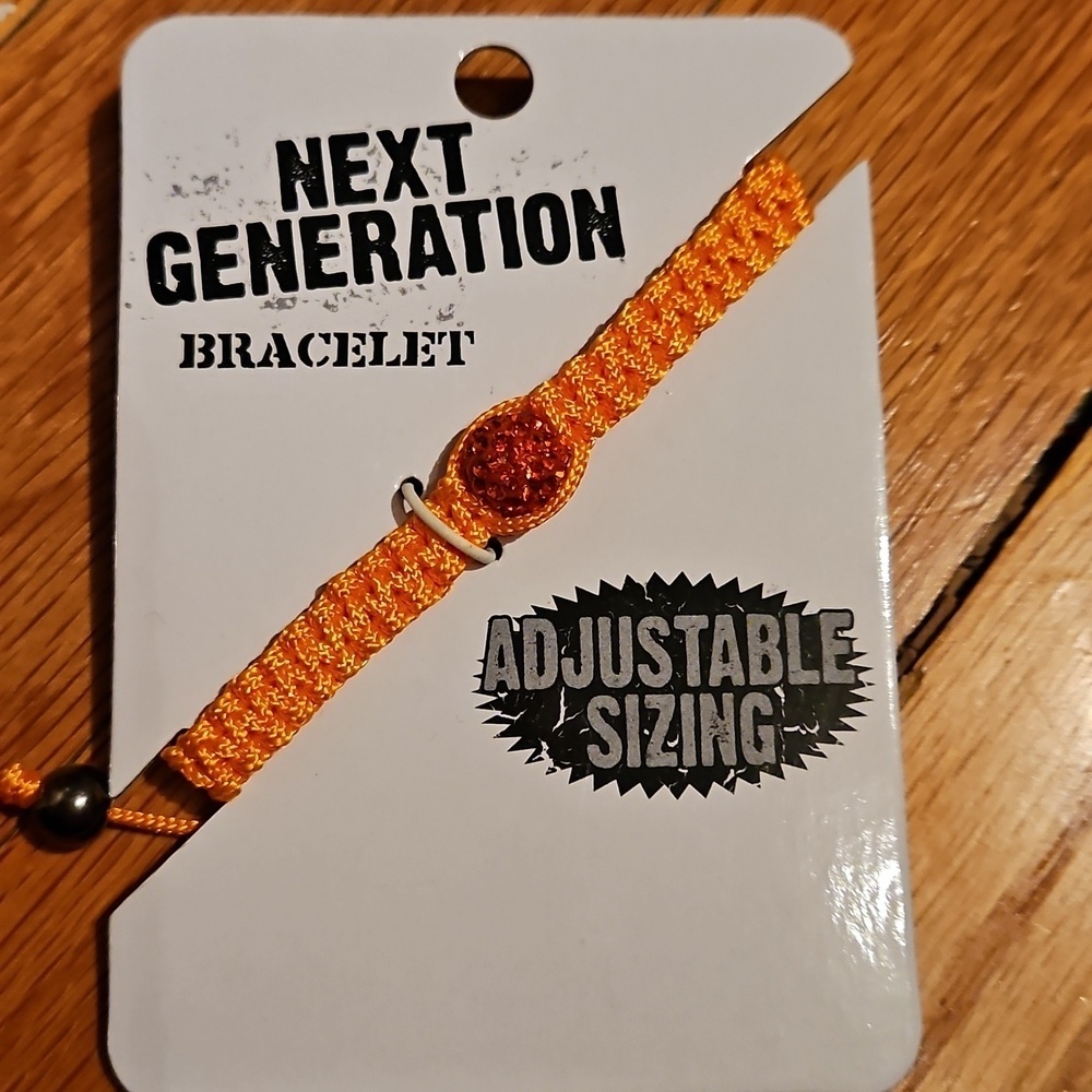 ONE Orange Bling Paracord Braided Bracelet, Adjustable, NWT!